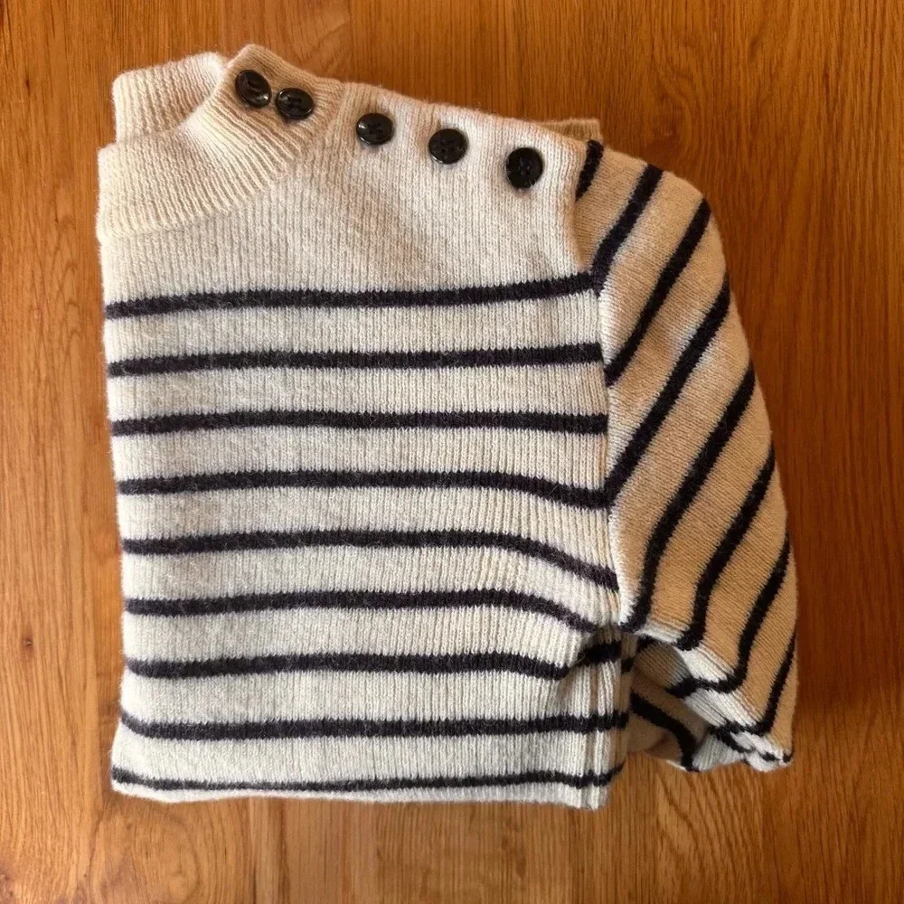 Saint James Navy and Cream Striped Sweater - Picture 15 of 15